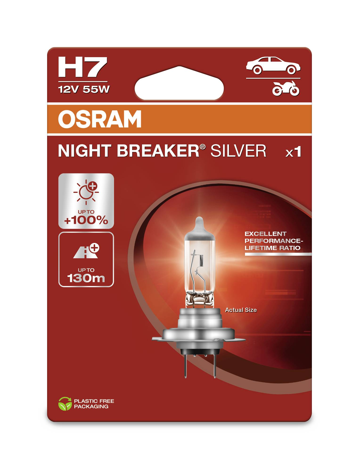 Osram Automotive 4062172395113 Halogen Leuchtmittel Night Breaker® Silver H7 55W 12V