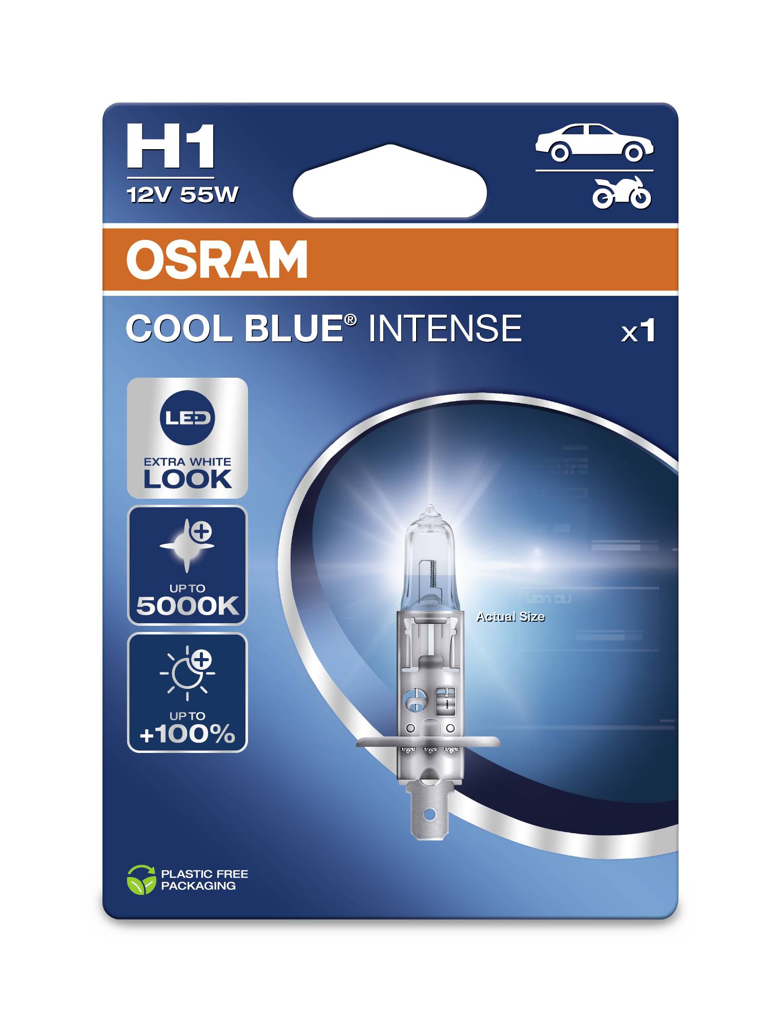 Osram Automotive 4062172395403 Halogen Leuchtmittel COOL BLUE® INTENSE H1 55W 12V