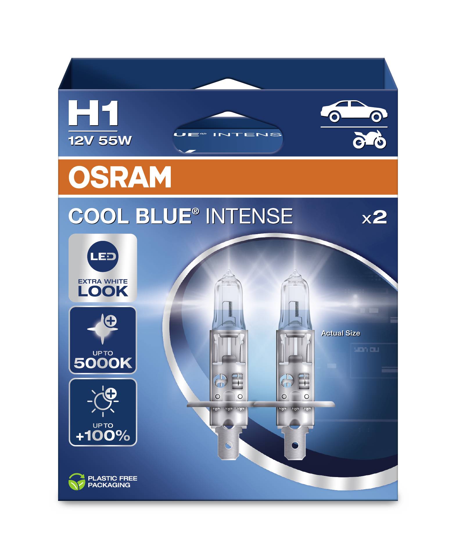 Osram Automotive 4062172388061 Halogen Leuchtmittel COOL BLUE® INTENSE H1 55W 12V