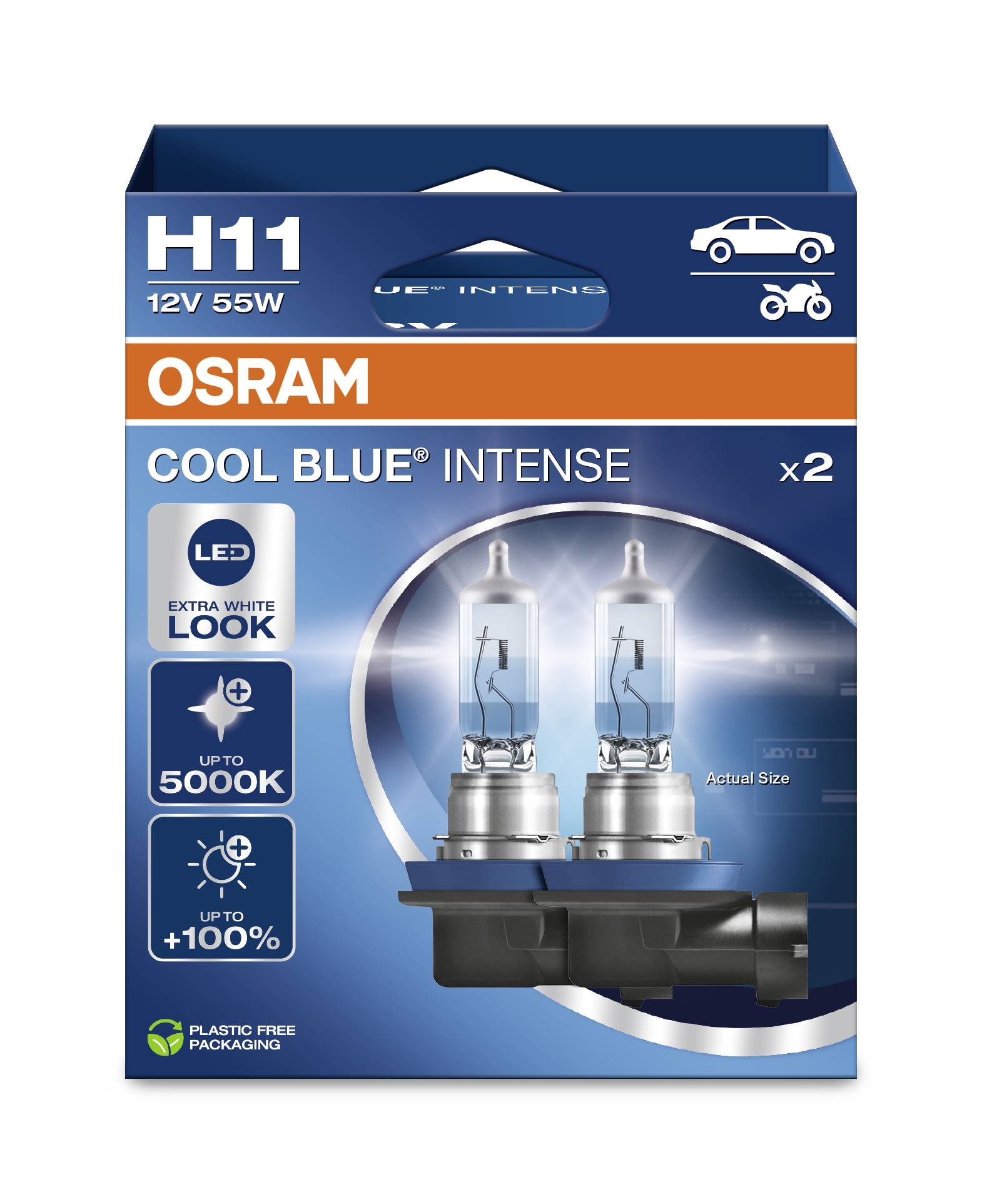 Osram Automotive 4062172387651 Halogen Leuchtmittel COOL BLUE® INTENSE H11 55W 12V