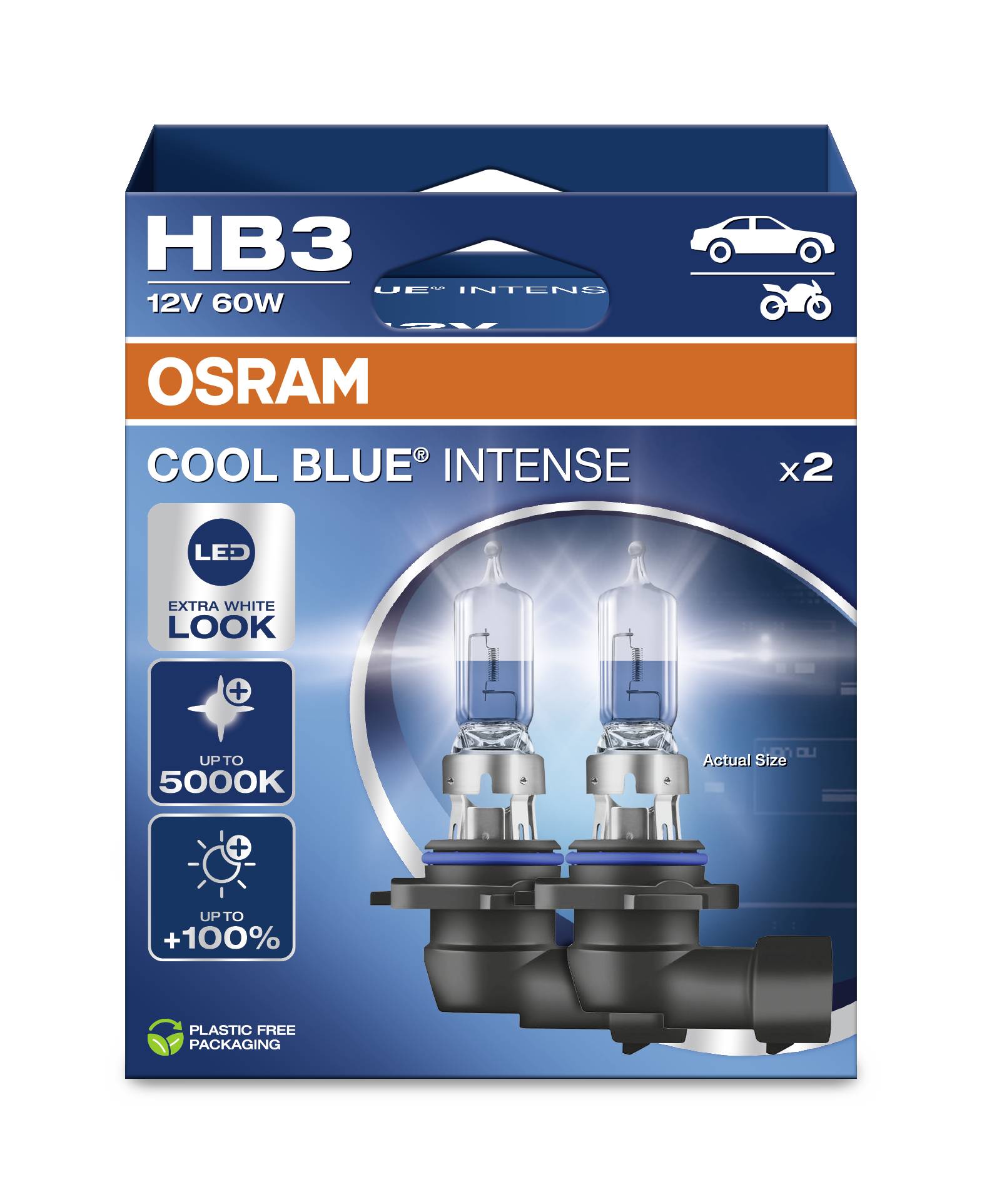 Osram Automotive 4062172388269 Halogen Leuchtmittel COOL BLUE® INTENSE HB3 60W 12V