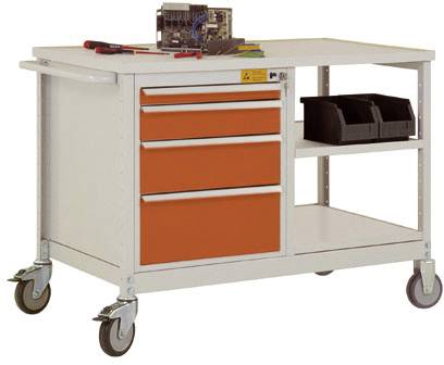 Manuflex LW1002.2001 ESD ESD-Mobile Werkbank Modell 1 mit Einlegeböden, BxTxH 1135 x 590 x 805mm