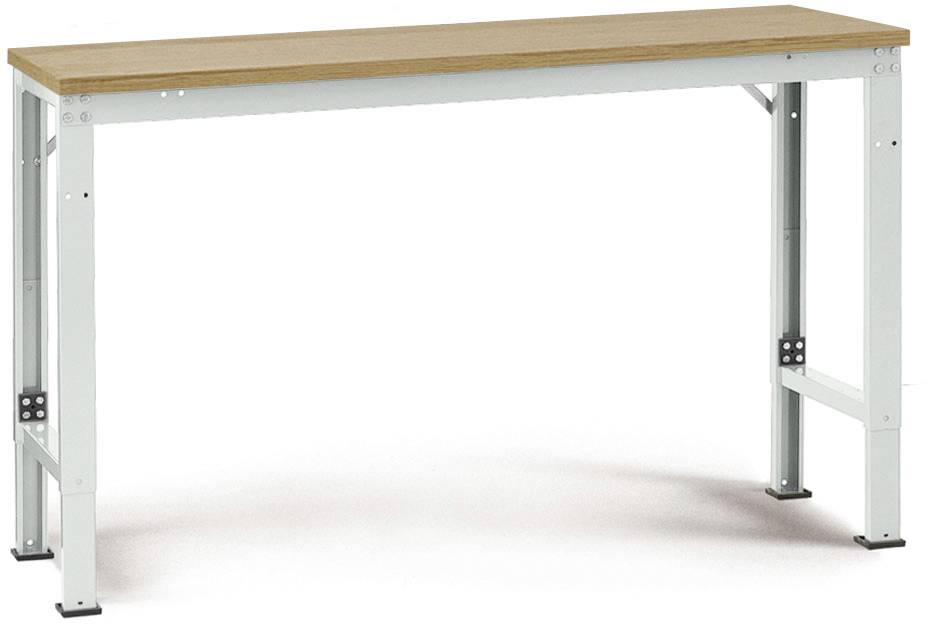 Ein hoher Tisch mit Metallbeinen und einer Holzplatte. Ideal für Arbeiten im Stehen, passt zu modernem Büro- oder Werkstattdesign.