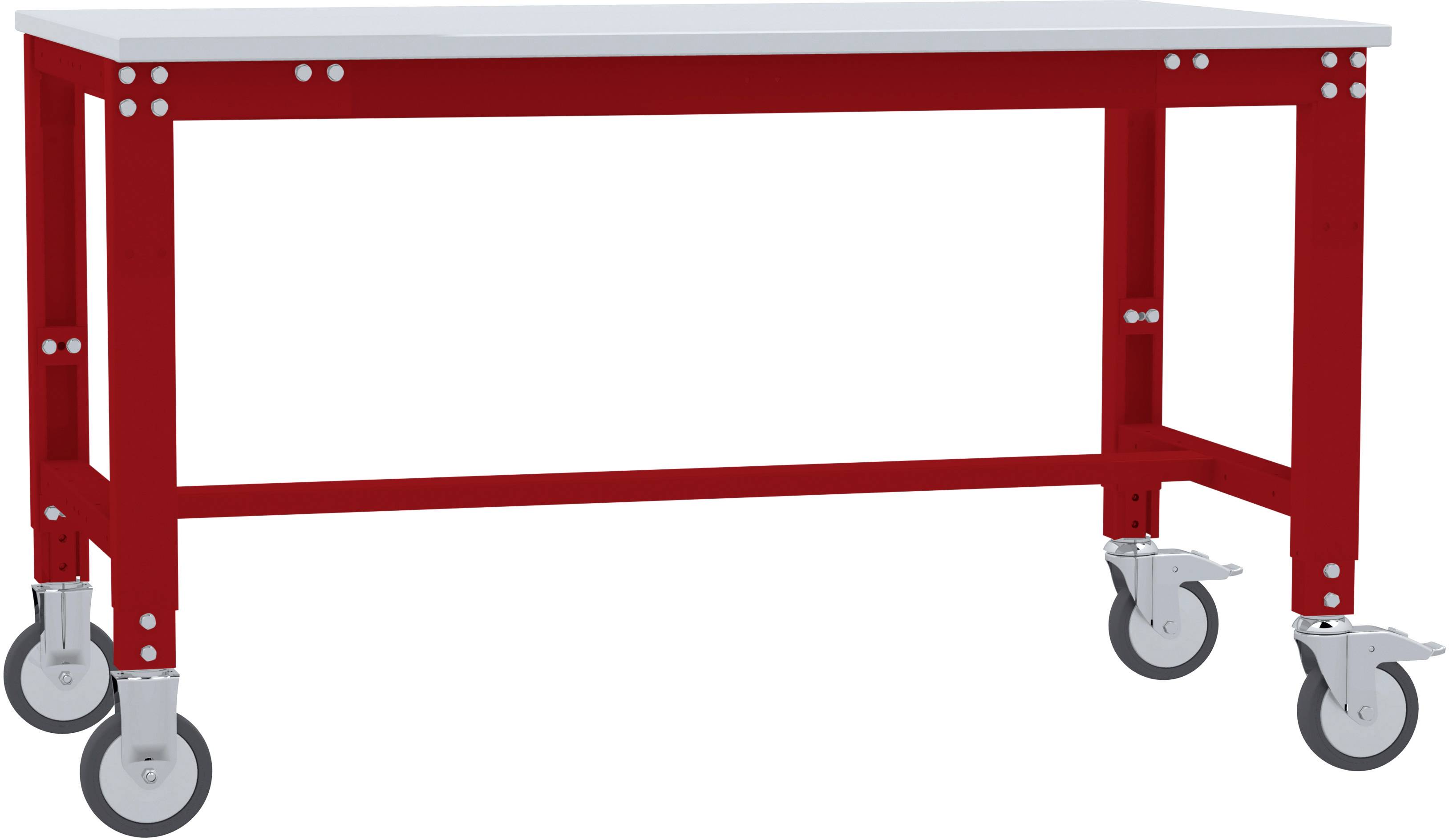 Manuflex AU7317.3003 Arbeitstisch UNIVERSAL Spezial mobil mit Kunststoffplatte, BxTxH = 1000 x 800 x 752-972mm Rubin-Rot