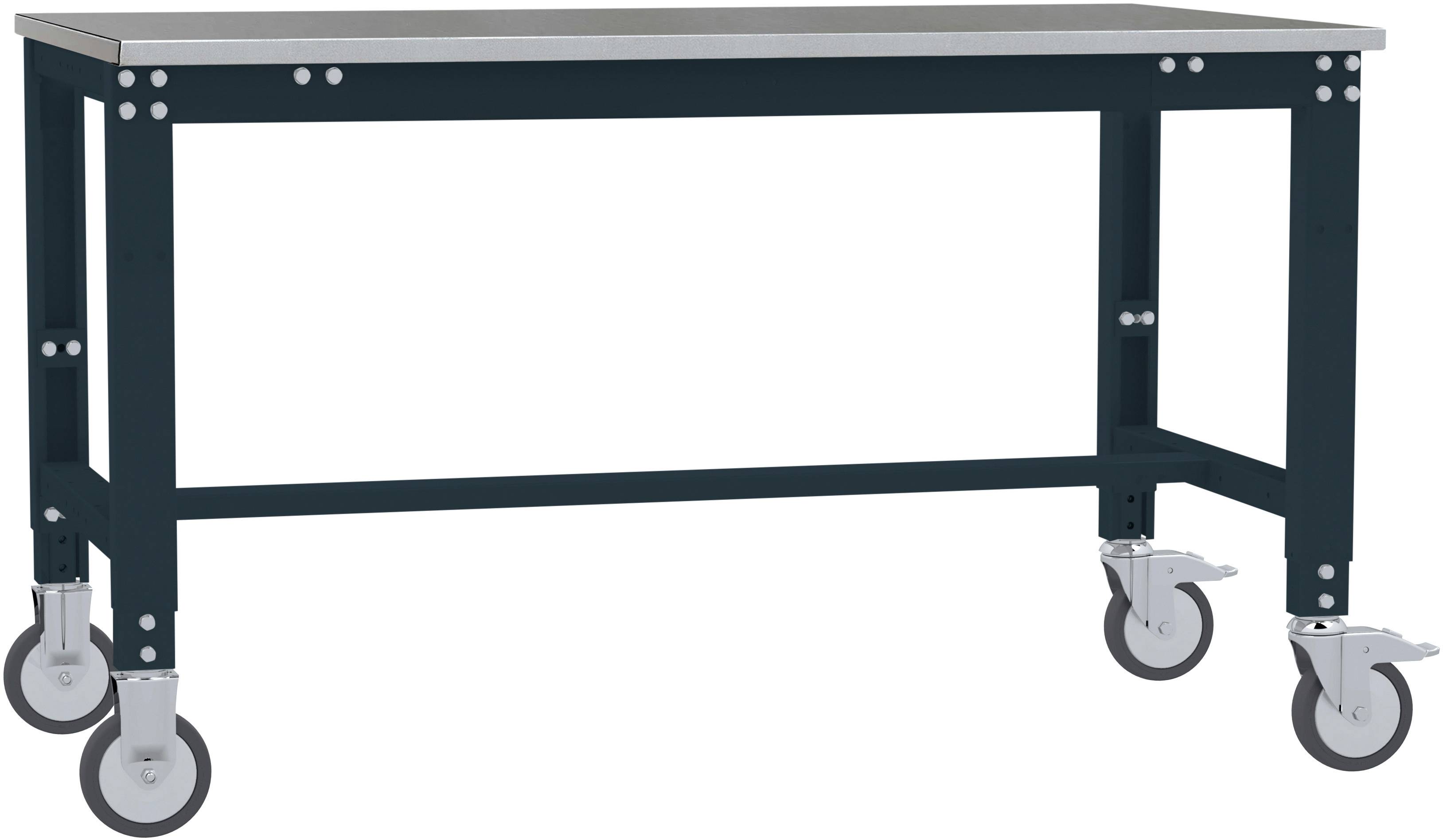 Manuflex AU7334.7016 Arbeitstisch UNIVERSAL Spezial mobil mit Blechbelagplatte, BxTxH = 1250 x 800 x 752-972mm Anthrazit