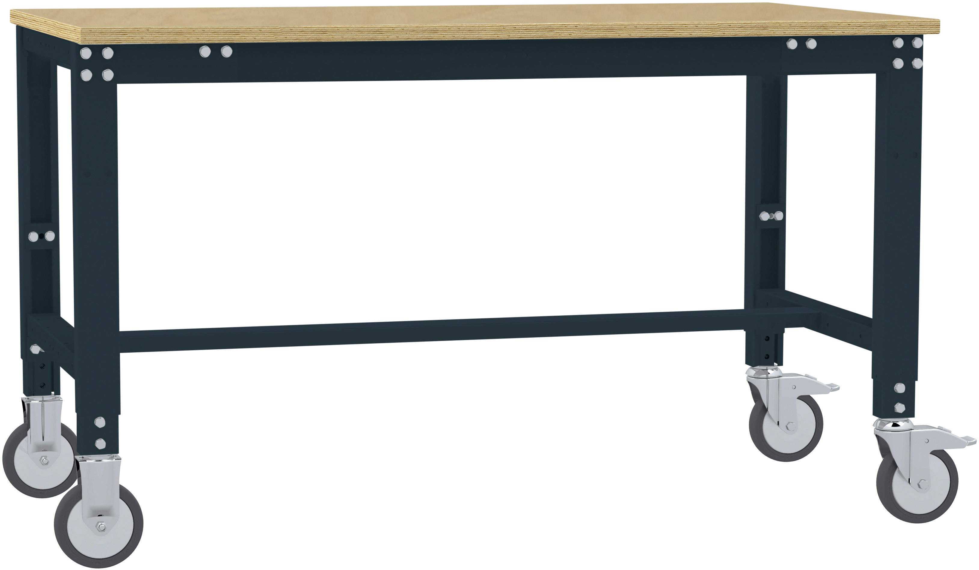 Manuflex AU7315.7016 Arbeitstisch UNIVERSAL Spezial mobil mit Multiplexplatte, BxTxH = 1000 x 800 x 752-972mm Anthrazit