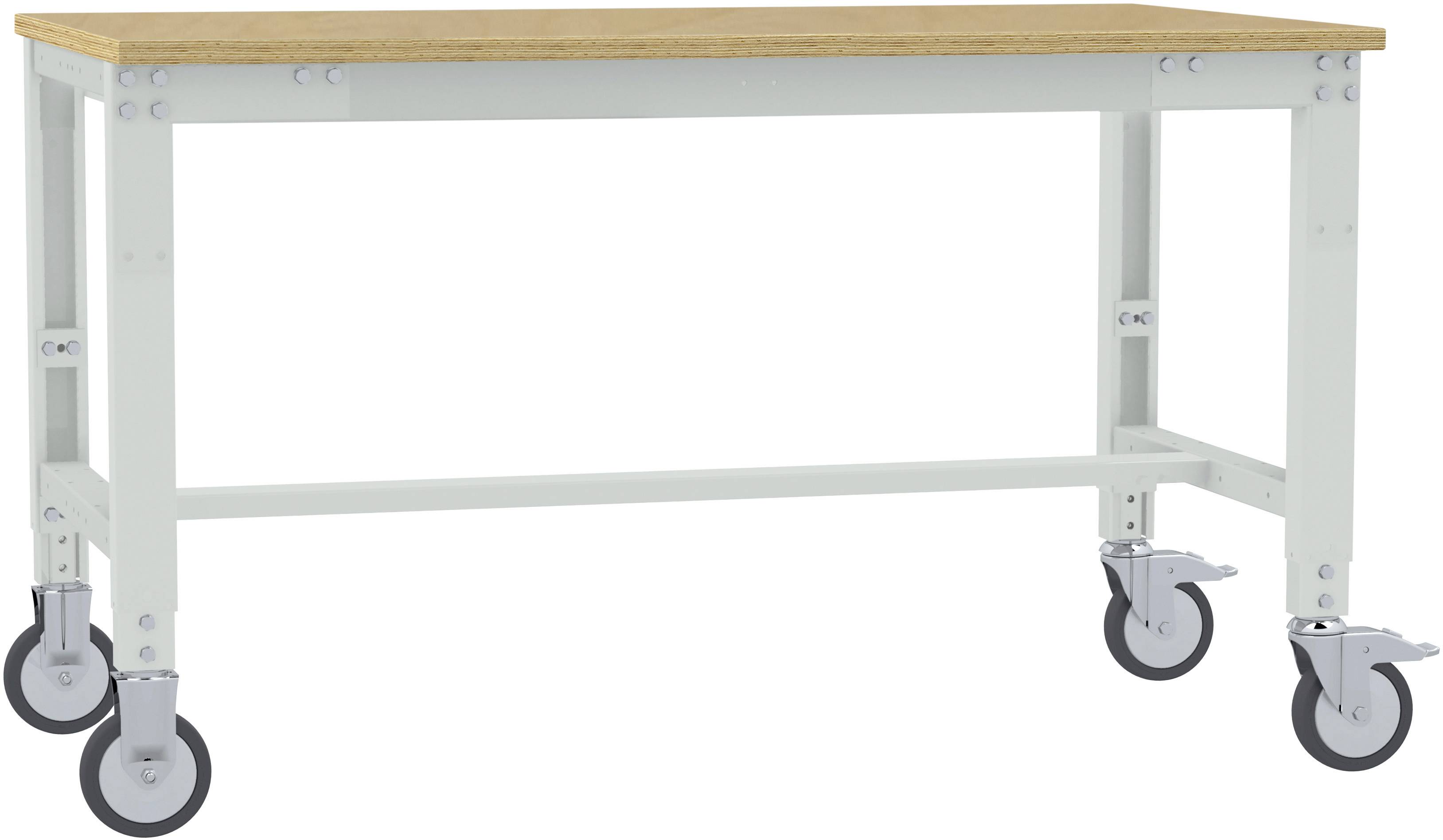 Manuflex AU7385.7035 Arbeitstisch UNIVERSAL Spezial mobil mit Multiplexplatte, BxTxH = 1750 x 800 x 752-972mm Lichtgrau (RAL 7035)