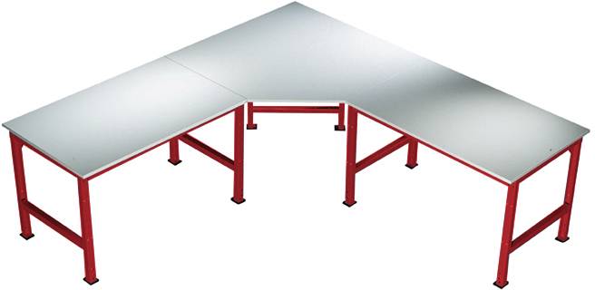 Manuflex AU0031.3003 Fünfeck-Verkettungselement UNIVERSAL mit Melamin-Platte, für Tischtiefe = 600mm Rubin-Rot