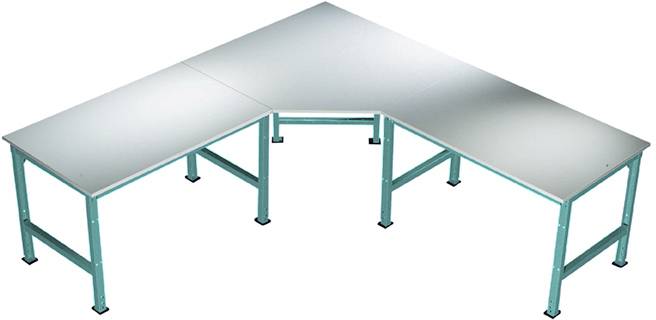 Manuflex AU0042.5021 Fünfeck-Verkettungselement UNIVERSAL mit Linoleum-Platte, für Tischtiefe = 800mm Wasserblau