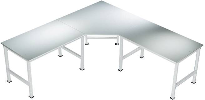 Manuflex AU0035.7035 Fünfeck-Verkettungselement UNIVERSAL mit Multiplex-Platte, für Tischtiefe = 600mm Lichtgrau (RAL 7035)