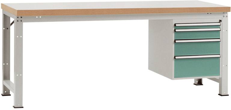 Manuflex WP5427.0001 Komplett-Werkbank Grund PROFI Standard mit Kunststoff-Platte, BxTxH = 1500 x 700 x 840mm