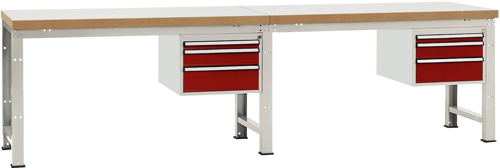 Manuflex WP5762.3003 Komplett-Werkbank Grund- und Anbau PROFI Standard mit Buche massiv-Platte, BxTxH = 2000 x 700 x 840mm