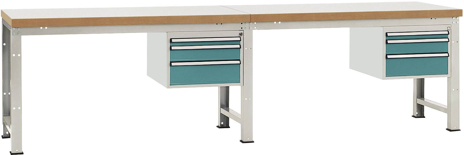 Manuflex WP5767.5021 Komplett-Werkbank Grund- und Anbau PROFI Standard mit Kunststoff-Platte, BxTxH = 4000 x 700 x 840mm