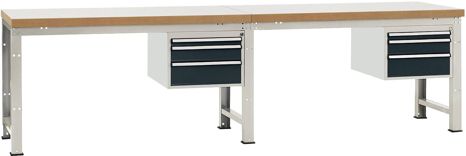 Manuflex WP5767.7016 Komplett-Werkbank Grund- und Anbau PROFI Standard mit Kunststoff-Platte, BxTxH = 4000 x 700 x 840mm