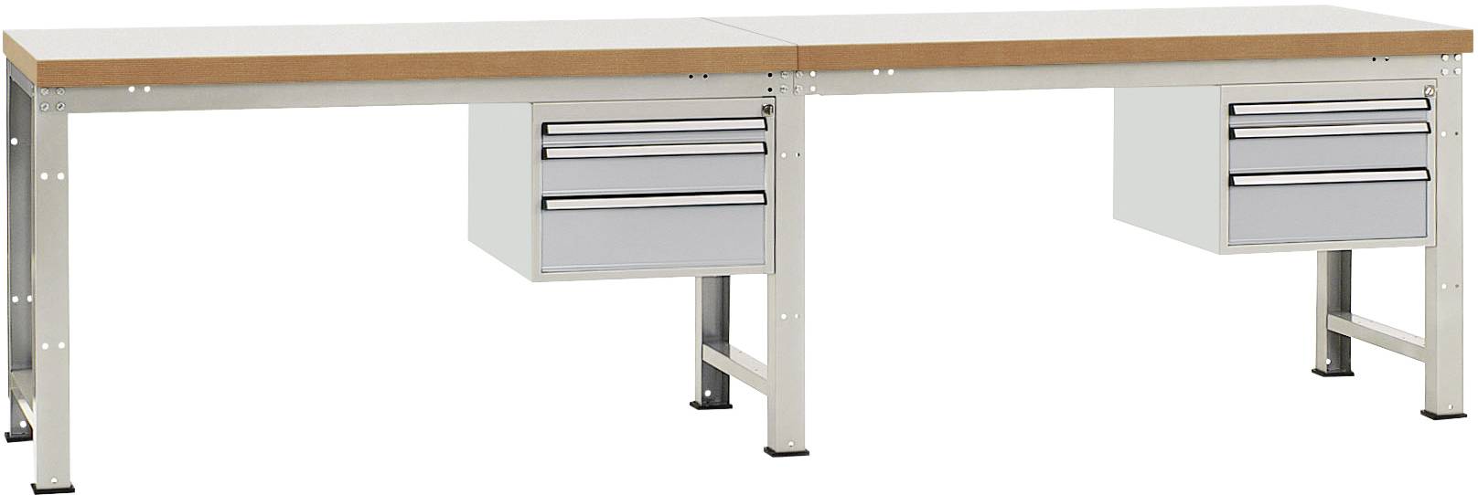 Manuflex WP5767.9006 Komplett-Werkbank Grund- und Anbau PROFI Standard mit Kunststoff-Platte, BxTxH = 4000 x 700 x 840mm