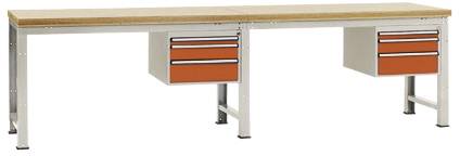 Manuflex WP5764.2001 Komplett-Werkbank Grund- und Anbau PROFI Standard mit Multiplex-Platte, BxTxH = 4000 x 700 x 840mm