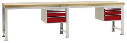 Manuflex WP5564.3003 Komplett-Werkbank Grund- und Anbau PROFI Standard mit Multiplex-Platte, BxTxH = 3000 x 700 x 840mm