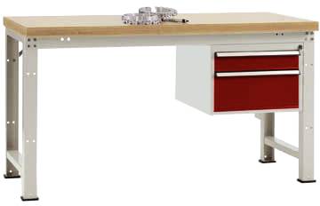 Manuflex WP5462.3003 Komplett-Werkbank Grund PROFI Standard mit Buche massiv-Platte, BxTxH = 1500 x 700 x 840mm