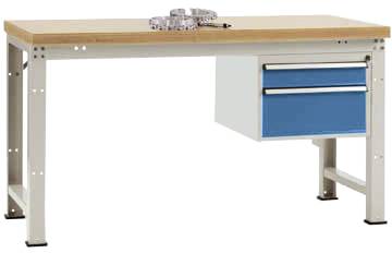 Manuflex WP5462.5012 Komplett-Werkbank Grund PROFI Standard mit Buche massiv-Platte, BxTxH = 1500 x 700 x 840mm