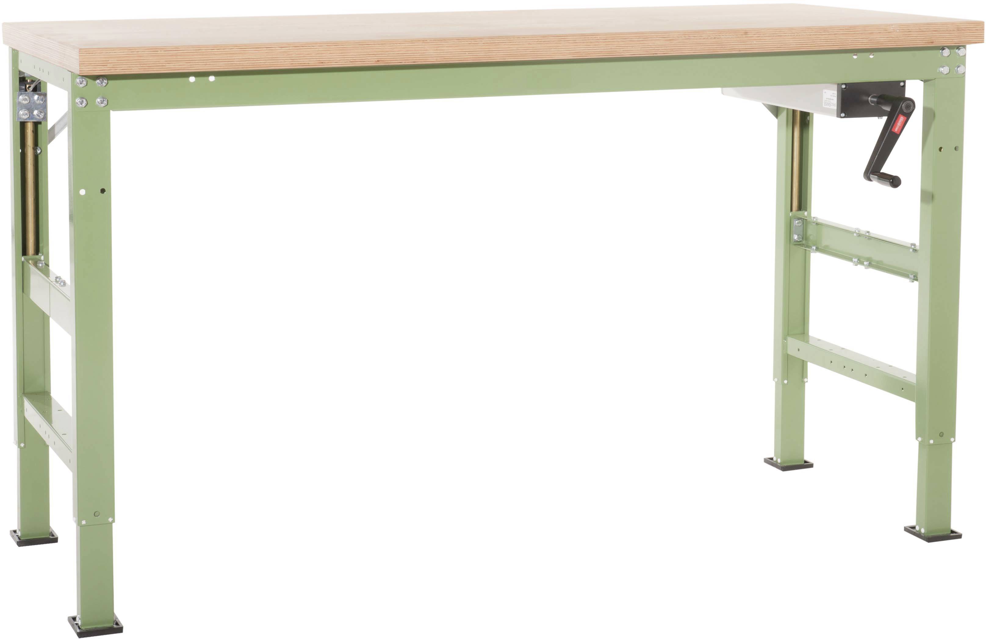 Manuflex WP8024.9006 Grundwerkbank PROFI Ergo K mit Multiplexplatte, BxTxH = 1750 x 700 x 740-1040mm