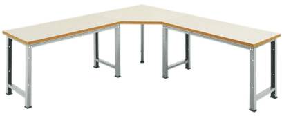 Eckschreibtisch mit L-Form, Metallbeine und helle Arbeitsfläche. Ideal für Büro- oder Heimarbeitsplatz.