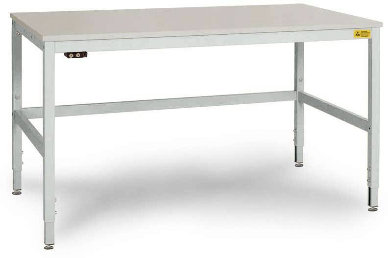 Manuflex LC3916.7035 ESD ESD-Arbeitstisch CANTOLAB Spezial mit Kunststoffplatte, BxTxH = 1600 x 800 x 758-958mm Lichtgrau