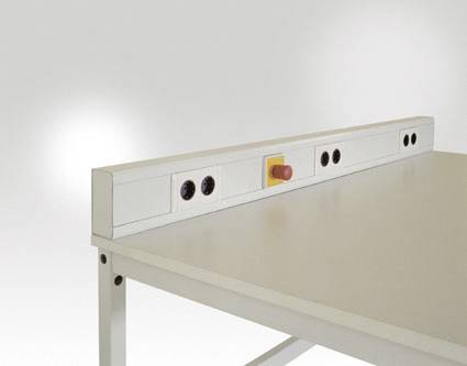 Manuflex LZ3523.7035 ESD ESD-Komplett-Energiekanal mit 2 x 2-fach Steckdose, BxTxH = 1250 x 67 x 130mm