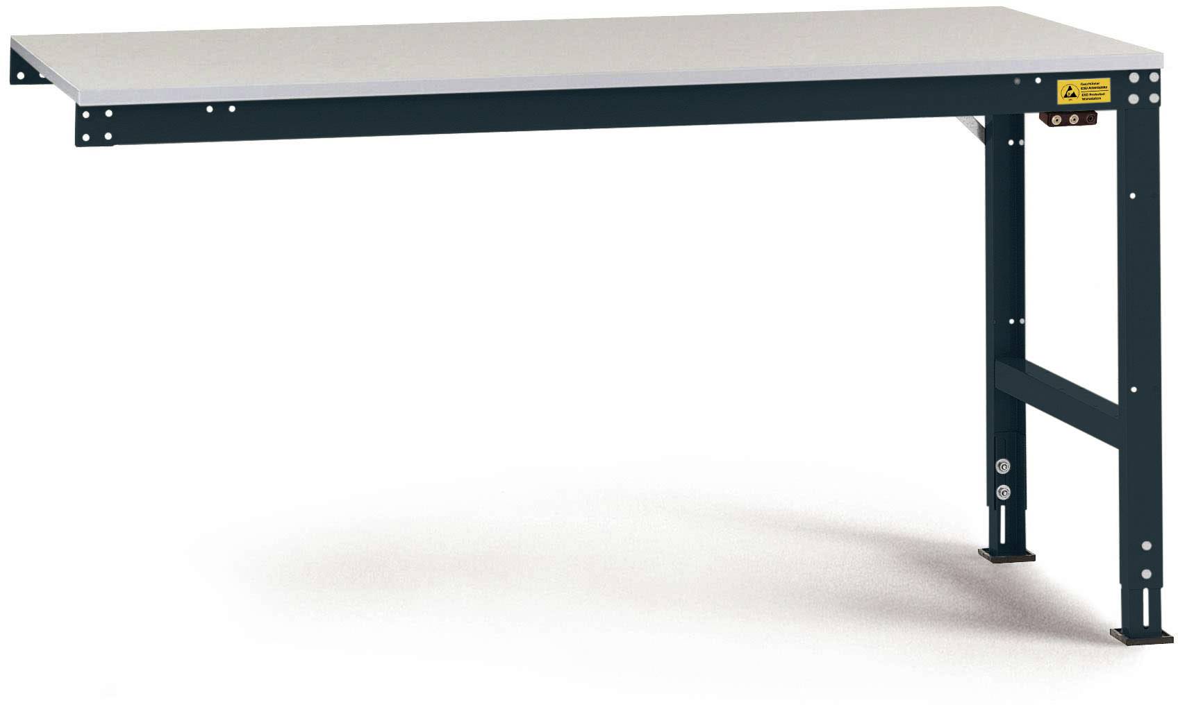 Freistehender Tisch mit Metallrahmen und glatter Oberfläche, geeignet zum Arbeiten oder als Abstellfläche.