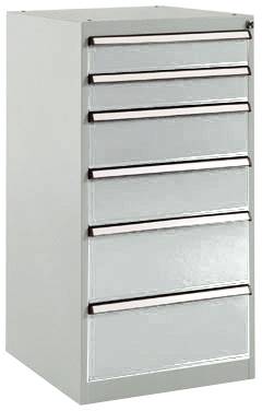 Manuflex SP1042.7035 Schubfachschrank BASETEC Stationär, Nutzhöhe 900mm mit 6 Schubfächern, in lichtgrau RAL 7035