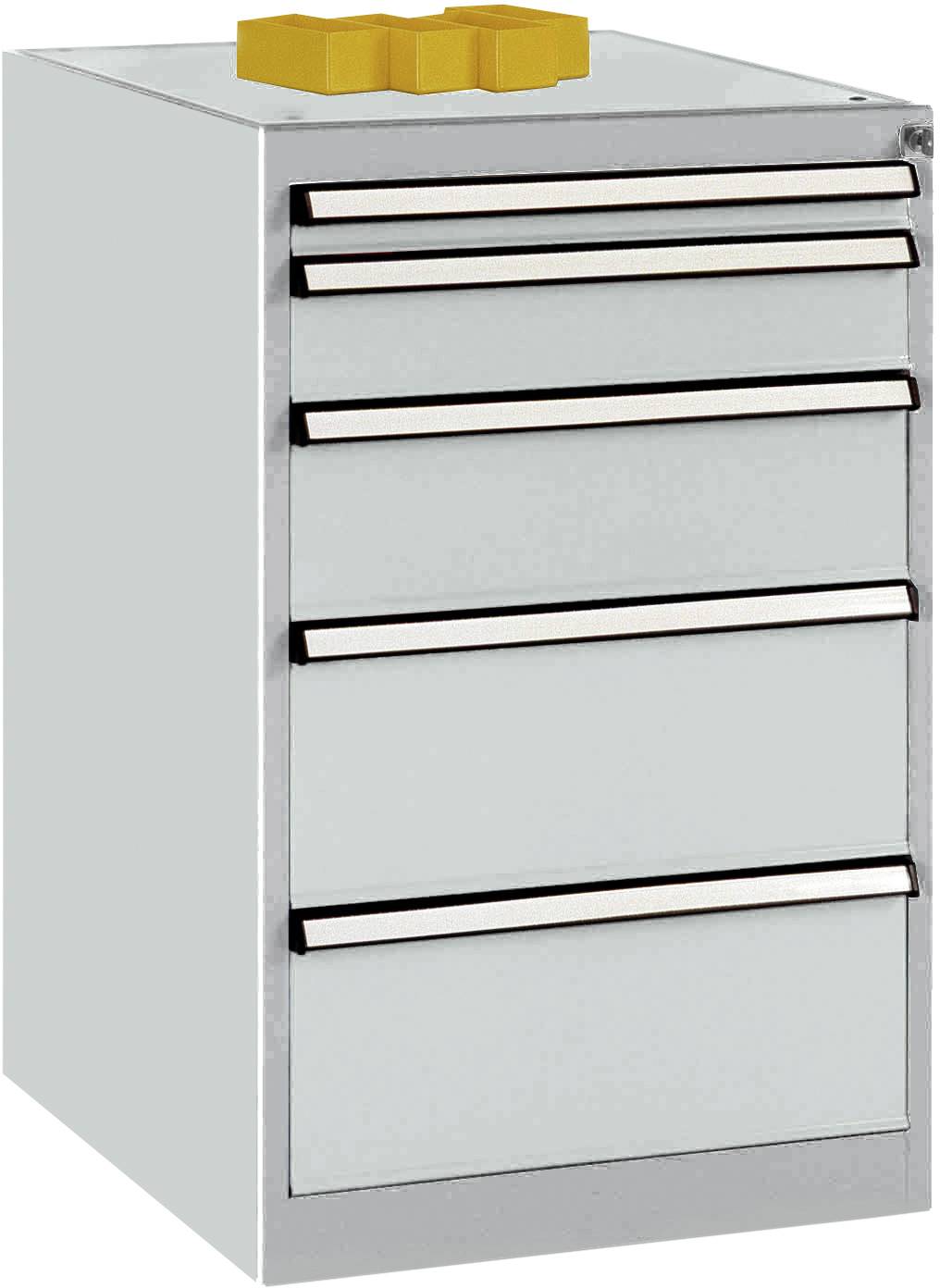 Manuflex TP1041.7035 Schubfachschrank BASETEC Stationär, Nutzhöhe 700mm mit 5 Schubfächern, in lichtgrau RAL 7035