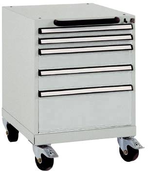 Manuflex SP1023.7035 Schubfachschrank BASETEC mobil, Nutzhöhe 500mm mit 5 Schubfächern, in lichtgrau RAL 7035