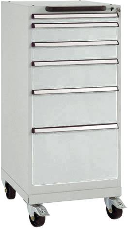 Manuflex SP1035.7035 Schubfachschrank BASETEC mobil, Nutzhöhe 900mm mit 6 Schubfächern, in lichtgrau RAL 7035