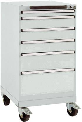 Manuflex TP1044.7035 Schubfachschrank BASETEC mobil, Nutzhöhe 700mm mit 5 Schubfächern, in lichtgrau RAL 7035