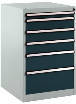 Manuflex SP1107.7016 Schubfachschrank BASETEC Stationär, Nutzhöhe 700mm mit 6 Schubfächern, in anthrazit RAL 7016