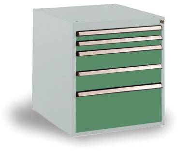 Manuflex SP1122.6011 Schubfachschrank BASETEC Stationär, Nutzhöhe 500mm mit 5 Schubfächern, in resedagrün RAL 6011