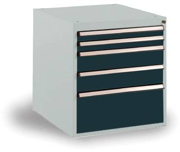 Manuflex SP1122.7016 Schubfachschrank BASETEC Stationär, Nutzhöhe 500mm mit 5 Schubfächern, in anthrazit RAL 7016