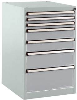 Manuflex SP1128.9006 Schubfachschrank BASETEC Stationär, Nutzhöhe 700mm mit 7 Schubfächern, in alusilber ähnlich RAL 9006