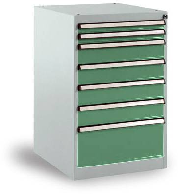 Manuflex SP1130.6011 Schubfachschrank BASETEC Stationär, Nutzhöhe 700mm mit 7 Schubfächern, in resedagrün RAL 6011