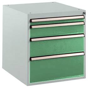 Manuflex SP1140.6011 Schubfachschrank BASETEC Stationär, Nutzhöhe 500mm mit 4 Schubfächern, in resedagrün RAL 6011
