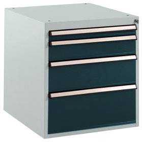 Manuflex SP1140.7016 Schubfachschrank BASETEC Stationär, Nutzhöhe 500mm mit 4 Schubfächern, in anthrazit RAL 7016