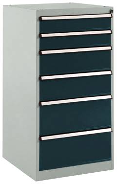 Manuflex SP1142.7016 Schubfachschrank BASETEC Stationär, Nutzhöhe 900mm mit 6 Schubfächern, in anthrazit RAL 7016
