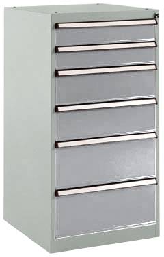 Manuflex SP1142.9006 Schubfachschrank BASETEC Stationär, Nutzhöhe 900mm mit 6 Schubfächern, in alusilber ähnlich RAL 9006