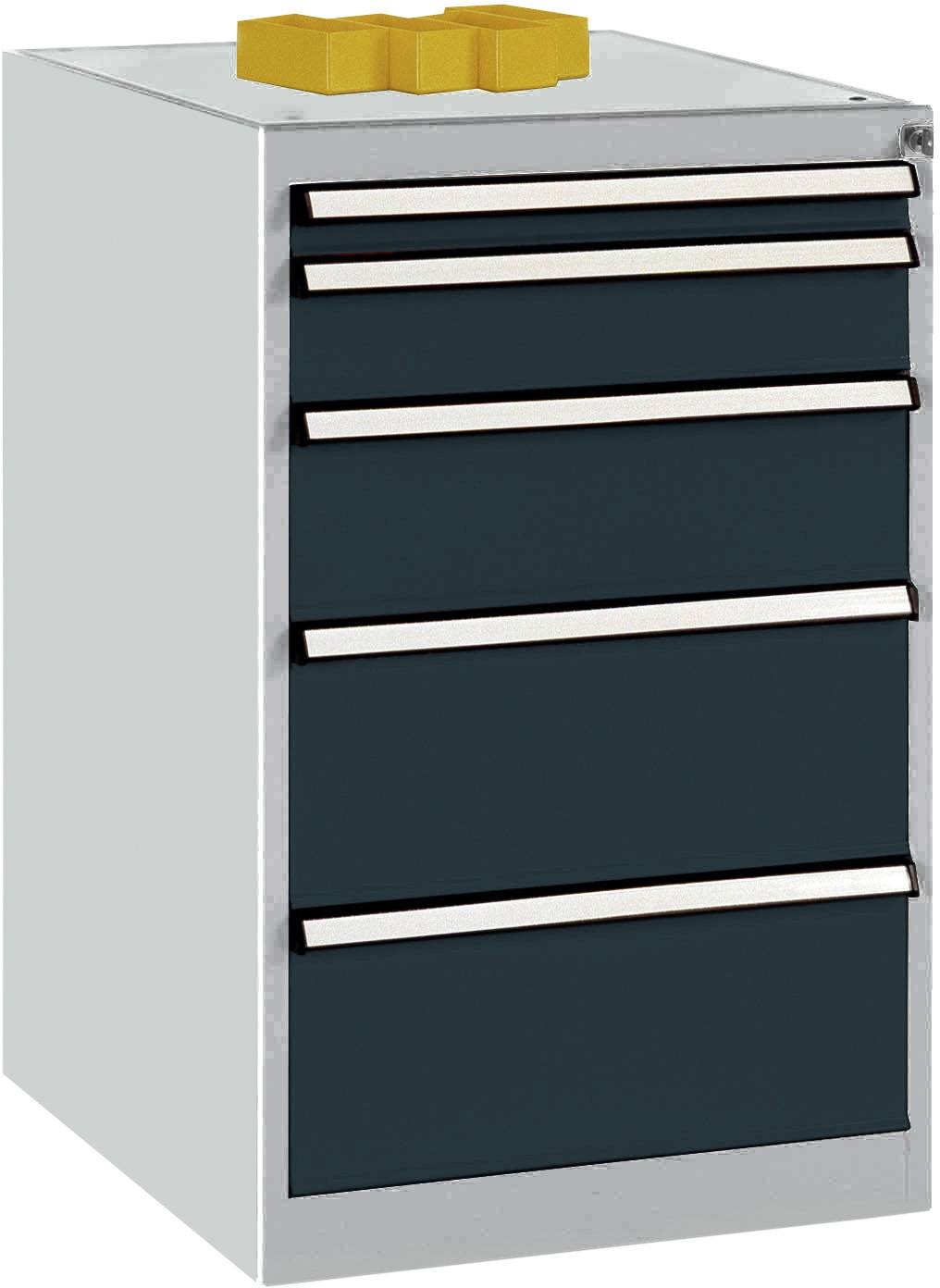 Manuflex TP1141.7016 Schubfachschrank BASETEC Stationär, Nutzhöhe 700mm mit 5 Schubfächern, in anthrazit RAL 7016