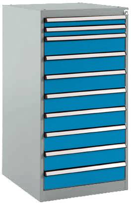 Manuflex SP1118.5012 Schubfachschrank BASETEC Stationär, Nutzhöhe 900mm mit 10 Schubfächern, in lichtblau RAL 5012