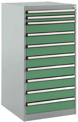 Manuflex SP1118.6011 Schubfachschrank BASETEC Stationär, Nutzhöhe 900mm mit 10 Schubfächern, in resedagrün RAL 6011