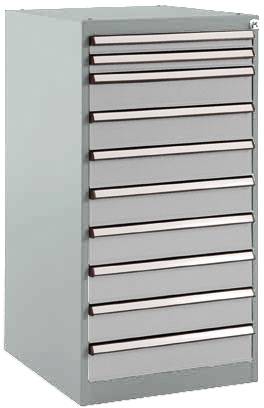 Manuflex SP1118.9006 Schubfachschrank BASETEC Stationär, Nutzhöhe 900mm mit 10 Schubfächern, in alusilber ähnlich RAL 9006