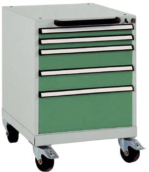 Manuflex SP1123.6011 Schubfachschrank BASETEC mobil, Nutzhöhe 500mm mit 5 Schubfächern, in resedagrün RAL 6011