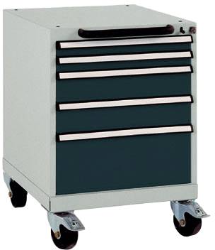 Manuflex SP1123.7016 Schubfachschrank BASETEC mobil, Nutzhöhe 500mm mit 5 Schubfächern, in anthrazit RAL 7016