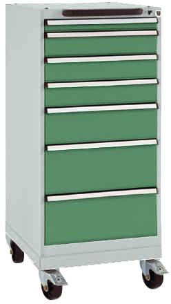 Manuflex SP1133.6011 Schubfachschrank BASETEC mobil, Nutzhöhe 900mm mit 7 Schubfächern, in resedagrün RAL 6011