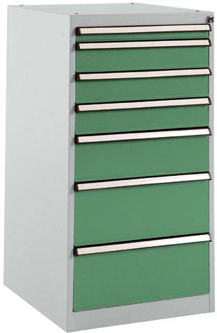 Manuflex SP1137.6011 Schubfachschrank BASETEC Stationär, Nutzhöhe 900mm mit 7 Schubfächern, in resedagrün RAL 6011